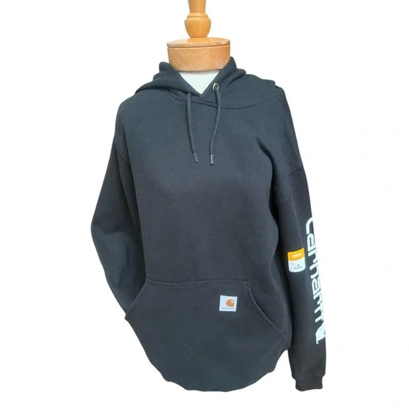 Carhartt Black Logo Sleeve Hoodie – Women’s Small – BNWT - Picture 2 of 9